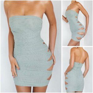 Mistress Rocks Size S Sitting Pretty Mint Mesh Cutout Ruched Mini Dress NWT